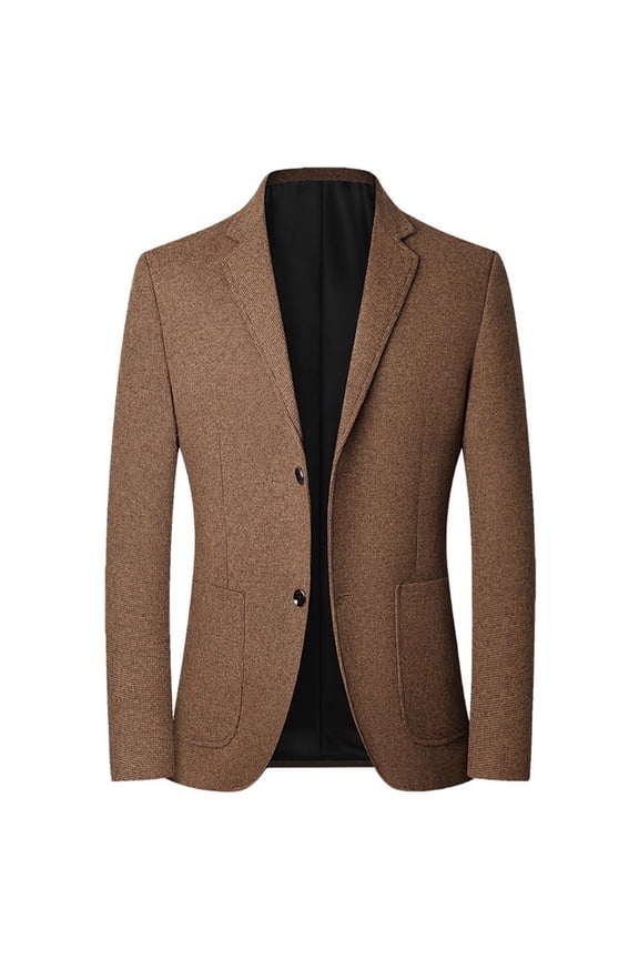 Men's Suit Jacket Fall Classic Winter Slim Fit Blazer Button Down Spring Blazer Jacket Dark Coffee 40