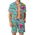 thumbnail image 1 of SWSMCLT Men's Summer Hawaiian 2-Piece Short Set Spring Fall Short Sleeve Mid Thigh Cool Printed Vacation Button Down Style2 X-Large, 1 of 1