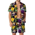 thumbnail image 1 of SWSMCLT Men's Summer Hawaiian 2-Piece Short Set Spring Fall Short Sleeve Mid Thigh Cool Printed Vacation Button Down Style3 Large, 1 of 1