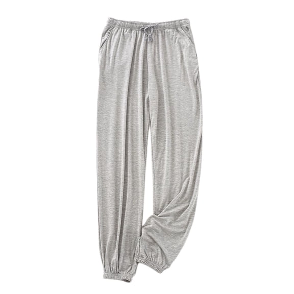 SWSMCLT Men's Summer Pants Lounge Pj Bottoms Loose Fall Pajamas Casual Drawstring Long Comfy Thin Elastic Waist Light Grey Small