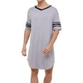 thumbnail image 1 of SWSMCLT Men's Summer Robe Short Sleeve Nightshirt Cotton Knee Length Pajama Sleep Shirt Cool V Neck Soft Sleeping Loose Grey X-Large, 1 of 4