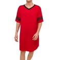 thumbnail image 1 of SWSMCLT Men's Summer Robe Short Sleeve Nightshirt Cotton Knee Length Pajama Sleep Shirt Cool V Neck Soft Sleeping Loose Red XX-Large, 1 of 4