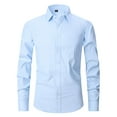 thumbnail image 1 of SWSMCLT Men's Summer Slim Fit Long Sleeve Button Down Shirt Solid Point Colar Fall Top Formal Lightweight Button Up Shirt Light Blue 17, 1 of 1