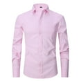thumbnail image 1 of SWSMCLT Men's Summer Slim Fit Long Sleeve Button Down Shirt Solid Point Colar Fall Top Formal Lightweight Button Up Shirt Light Pink 17, 1 of 1