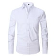thumbnail image 1 of SWSMCLT Men's Summer Slim Fit Long Sleeve Button Down Shirt Solid Point Colar Fall Top Formal Lightweight Button Up Shirt White 17, 1 of 1