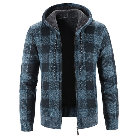 SWSMCLT Men's Sweaters Coat Warm Soft Winter Cardigan Winter Lounging Long Sleeve Outerwear Blue Large