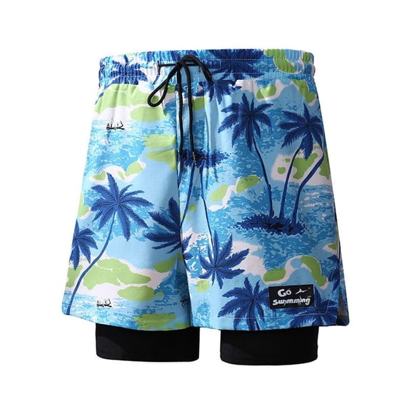 SWSMCLT Men's Swim Shorts Hawaiian Swimsuit Mid Rise Swimwear Summer Bathing Suit Beach Loose Surf Quick Dry Light Style3 X-Small