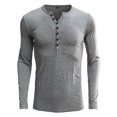 thumbnail image 1 of SWSMCLT Men's T Shirt Soft Basic Button Workout Long Sleeve Henley Shirt Cotton V Neck Fitted Spandex Fall Crop Tee Grey Large, 1 of 1