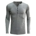 thumbnail image 1 of SWSMCLT Men's T Shirt Soft Basic Button Workout Long Sleeve Henley Shirt Cotton V Neck Fitted Spandex Fall Crop Tee Grey Medium, 1 of 1