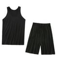 thumbnail image 1 of SWSMCLT Men's Tank Top Shorts Set Soft Sleeveless Vest Shirt Summer Modal 2 Piece Pajama Set Lounge Set Lightweight Sleepwear Black X-Large, 1 of 1