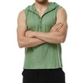 thumbnail image 1 of SWSMCLT Men's Tank Top Soft Cotton Fashion Workout Summer Spring Sleeveless Hoodie Hooded Vest Slim Fit Button Front Henley T Shirt Army Green Medium, 1 of 4