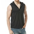 thumbnail image 1 of SWSMCLT Men's Tank Top Soft Cotton Fashion Workout Summer Spring Sleeveless Hoodie Hooded Vest Slim Fit Button Front Henley T Shirt Black Small, 1 of 4