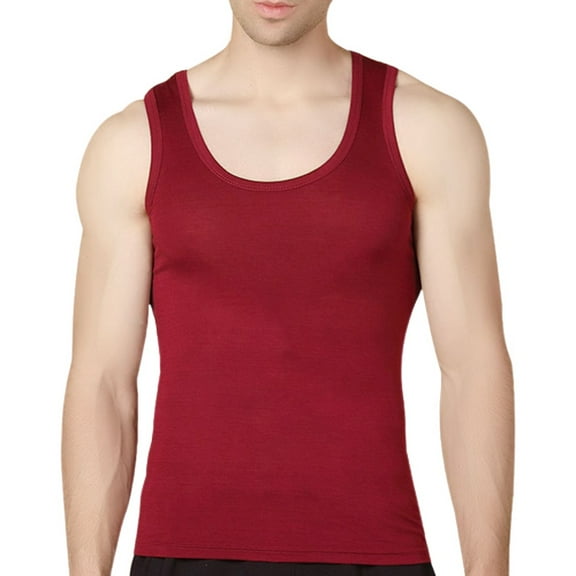 SWSMCLT Men's Tank Top Soft Top Sleeveless Casual Basic Fall Spring Workout Plus Size Home Spandex Summer Vest Burgundy Medium