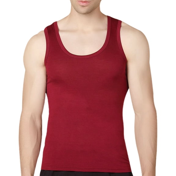 SWSMCLT Men's Tank Top Soft Top Sleeveless Casual Basic Fall Spring Workout Plus Size Home Spandex Summer Vest Burgundy Small
