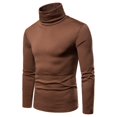 thumbnail image 1 of SWSMCLT Men's Turtleneck Long Sleeve Shirt Soft Cotton Thermal High Neck T Shirt Plain Slim Fit Tshirt Fall Top Fit Work Basic Business Casual Pullover Winter Stretch Muscle Coffee Large, 1 of 2