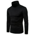 thumbnail image 1 of SWSMCLT Men's Turtleneck Long Sleeve Shirt Soft Cotton Thermal High Neck T Shirt Plain Slim Fit Tshirt Fall Top Fit Work Basic Business Casual Pullover Winter Stretch Muscle Black Medium, 1 of 3