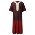 thumbnail image 1 of SWSMCLT Men's V Neck Kaftan Fall Long Robe Soft Summer Casual Split Thin 3/4 Sleeve Blouse Boho Spring Shirt Burgundy Small, 1 of 1