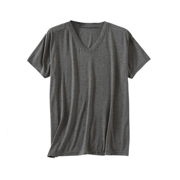 SWSMCLT Men's V Neck Shirt Soft Top Stretch Fall Lightweight Comfy Summer Basic Casual Short Sleeve T shirt Dark Grey X-Small