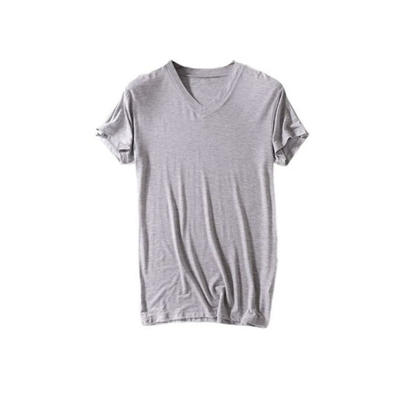 SWSMCLT Men's V Neck Shirt Soft Top Stretch Fall Lightweight Comfy Summer Basic Casual Short Sleeve T shirt Grey XX-Small