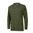 thumbnail image 1 of SWSMCLT Men's V Neck Shirt Top Button Down Long Sleeve Beach Holiday Cool Basic Fall Spring Casual Olive X-Large, 1 of 3