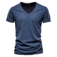 thumbnail image 1 of SWSMCLT Men's V Neck T Shirt Soft Top Cotton Short Sleeve Casual Fitted Classic SummerComfy Pull On Tshirt Navy X-Large, 1 of 2
