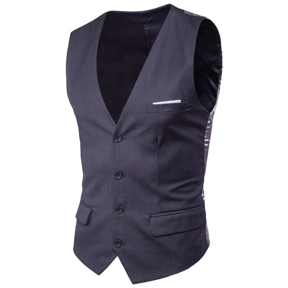 SWSMCLT Men's V Neck Tank Top Sleeveless Vest Business Casual Suit VestSummer Split Basic Winter Soft Casual Dark Grey Large