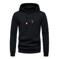 thumbnail image 1 of SWSMCLT Men's Waffle Knit Hoodie Hooded Sweatshirt Basic Solid Long Sleeve Slim Fit Hoodies Comfy Casual Drawstring Spring Spring Fall Top Black 40, 1 of 4