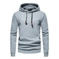 thumbnail image 1 of SWSMCLT Men's Waffle Knit Hoodie Hooded Sweatshirt Basic Solid Long Sleeve Slim Fit Hoodies Comfy Casual Drawstring Spring Spring Fall Top Light Grey 36, 1 of 4
