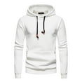 thumbnail image 1 of SWSMCLT Men's Waffle Knit Hoodie Hooded Sweatshirt Basic Solid Long Sleeve Slim Fit Hoodies Comfy Casual Drawstring Spring Spring Fall Top White 44, 1 of 4