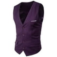 thumbnail image 1 of SWSMCLT Men's Wedding Sleeveless V Neck Waistcoat Top Soft Vest Single-breasted Vintage Fitted Dress Fashion Work Spring Purple Large, 1 of 4