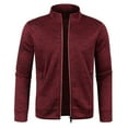 thumbnail image 1 of SWSMCLT Men's Winter Cardigan Zipper Fleece Lining Sweater Outerwear Warm Knitwear Spring Full Zip Warm Pocket Burgundy Large, 1 of 1