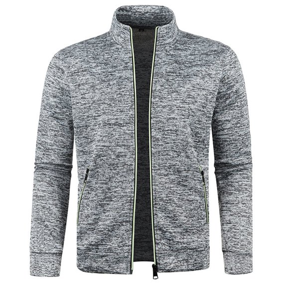 SWSMCLT Men's Winter Cardigan Zipper Fleece Lining Sweater Outerwear Warm Knitwear Spring Full Zip Warm Pocket Light Grey Small