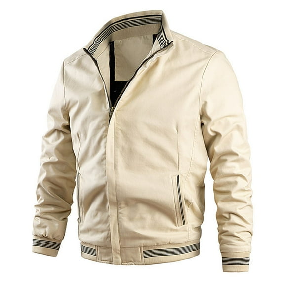 SWSMCLT Men's Winter Varsity Jacket Fashion Spring Soft Baseball Jacket Outerwear Casual Long Sleeve Classic Khaki Medium