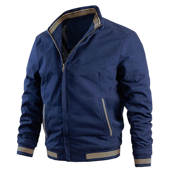 SWSMCLT Men's Winter Varsity Jacket Fashion Spring Soft Baseball Jacket Outerwear Casual Long Sleeve Classic Navy Medium