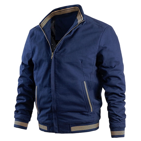 SWSMCLT Men's Winter Varsity Jacket Fashion Spring Soft Baseball Jacket Outerwear Casual Long Sleeve Classic Navy Small