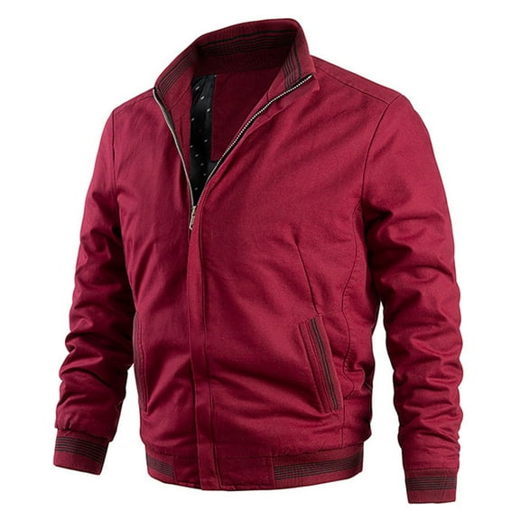 SWSMCLT Men's Winter Varsity Jacket Fashion Spring Soft Baseball Jacket Outerwear Casual Long Sleeve Classic Red Large