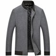 thumbnail image 1 of SWSMCLT Men's Wool Coats Quilted Bomber Jackets Long Sleeve Slim Fit Cozy Pocket Casual Jackets Spring Fall Top Thick Warm Grey X-Small, 1 of 5