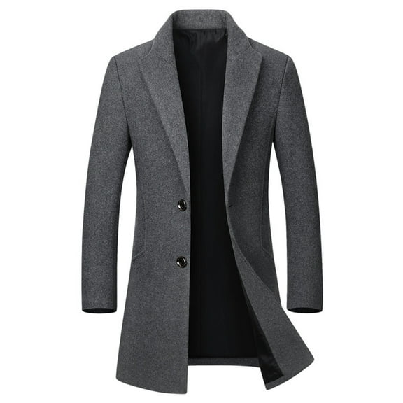 SWSMCLT Men's Wool Jackets & Coats Long Sleeve Winter Slim Fit Overcoat Single Breasted Pea Coats Thermal Trench Coat Grey 36