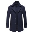 thumbnail image 1 of SWSMCLT Men's Wool Pea Coat Quilted WarmPeacoat Work Button Down Zip Up Business Casual Slim Fit Long Sleeve Winter Top High Neck Jackets Coats Navy Large, 1 of 1