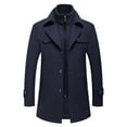 thumbnail image 1 of SWSMCLT Men's Wool Pea Coat Quilted WarmPeacoat Work Button Down Zip Up Business Casual Slim Fit Long Sleeve Winter Top High Neck Jackets Coats Navy Small, 1 of 1