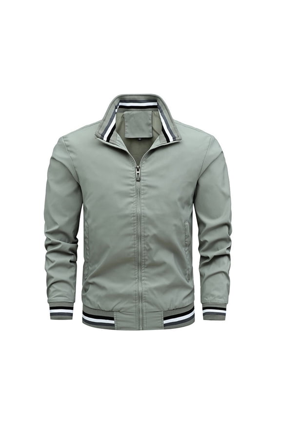 Men's Workout Full Zip Jackets Zip Front Jackets & Coats Top Fall Zip Up Fitted Casual Classic Slimming Green X-Large