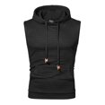thumbnail image 1 of SWSMCLT Men's Workout Top Soft Hoodie Slim Fit Hoodies Vest Fitted Running Waffle Knit Sleeveless Hooded Tank Summer Pocket Black Large, 1 of 1