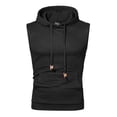 thumbnail image 1 of SWSMCLT Men's Workout Top Soft Hoodie Slim Fit Hoodies Vest Fitted Running Waffle Knit Sleeveless Hooded Tank Summer Pocket Black Medium, 1 of 1