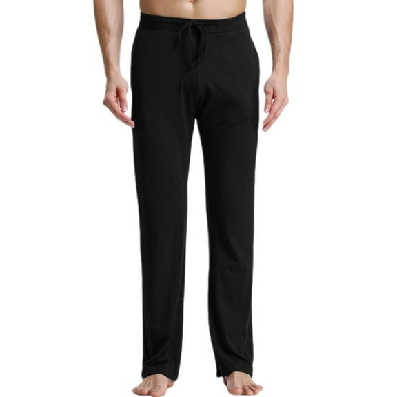 SWSMCLT Men's Yoga Sweatpants Straight Leg Drawstring Long Pants Gym Thin Soft Stretch Yoga Pants Black Large