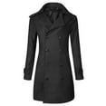 thumbnail image 1 of SWSMCLT Men's ackets & Coats Fashion Casual Slim Fit Long Trench Coat Fall Winter Wool Blend JWarm Double Breasted Classic Topcoat Black 38, 1 of 5
