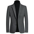thumbnail image 1 of SWSMCLT Mens Jacket Two Button Flap Pocket Slim Fit Suit Jacket Wool Blend Fitted Blazer Notch Lapel Business Casual Suit Separate Grey 44, 1 of 5
