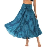 SWSMCLT Summer Beach Coverup Maxi Skirt for Women Halter Top Midi Dresses Black Charcoal Long Length Spring Casual Hippie Boho Print Shirred Waist Navy Blue Patterned1 Small-Large