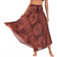 thumbnail image 1 of SWSMCLT Summer Beach Coverup Maxi Skirt for Women Halter Top Midi Dresses Black Charcoal Long Length Spring Casual Peasant Gypsy Hippie Boho Print Elastic Shirred Waist Orange Patterned4 Small-Large, 1 of 5