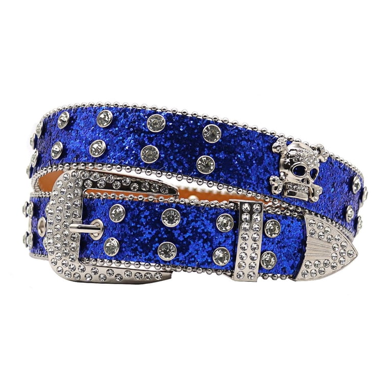 SWSMCLT Unisex Rhinestone Belt Fashion Faux Leather Women  display picture 1