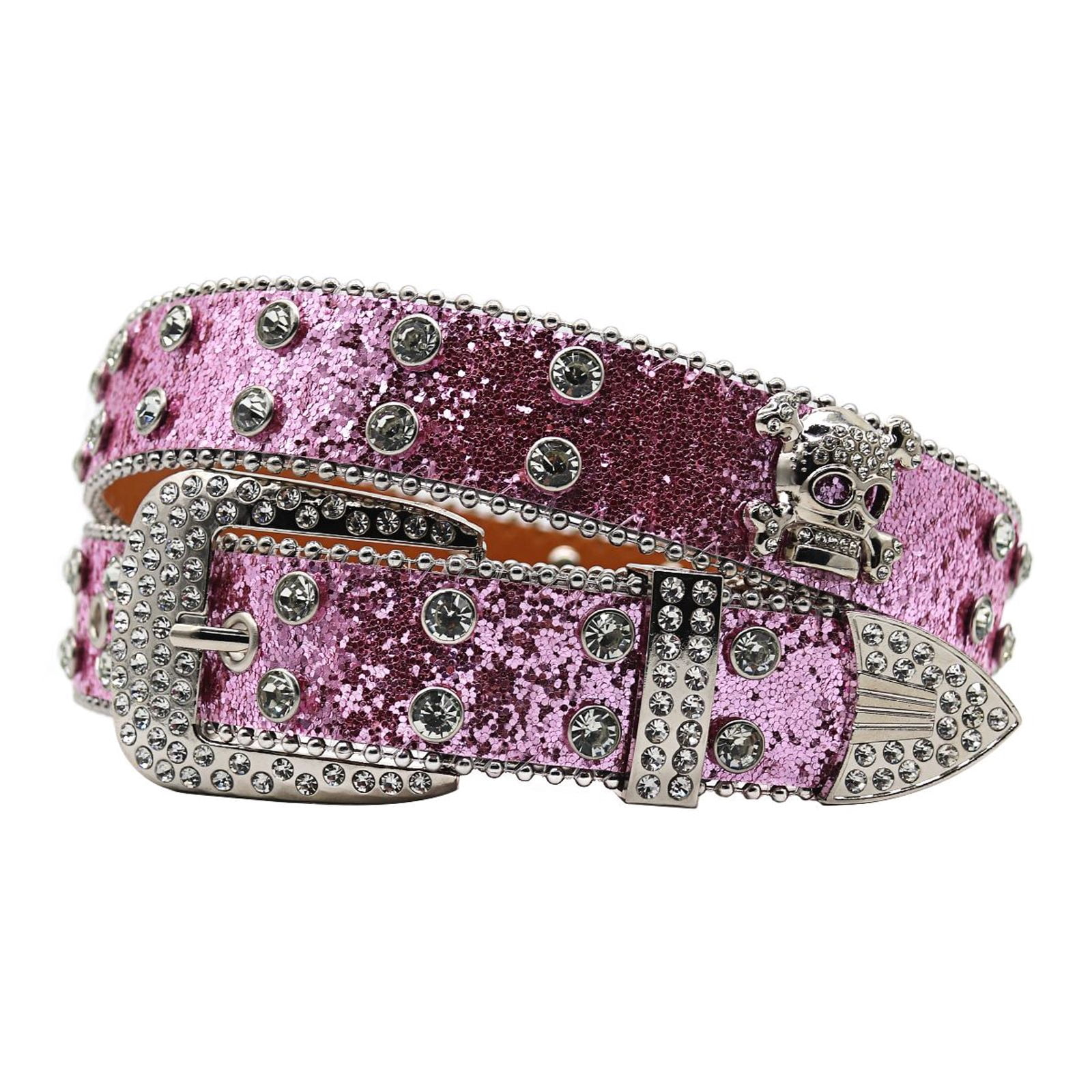 Rhinestone Grommet Punk Faux Leather Belt Adjustable Y2K Western Cowgirl Western Cowgirl Faux Alligator Rhinestone Studded Leather Belt main image 3
